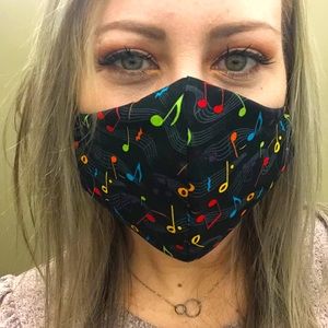 Colorful music note face mask